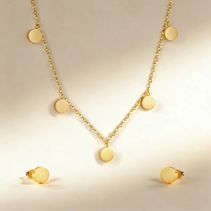 Parure De Bijoux En Acier Inoxydable Géométrique Minimaliste Cœur Étoile Lune Triangle Cube Collier Pendentif Boucles D'oreilles