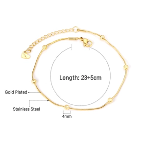 Fußkettchen aus vergoldetem Edelstahl mit 4mm Perlen und Herzanhänger für Damen