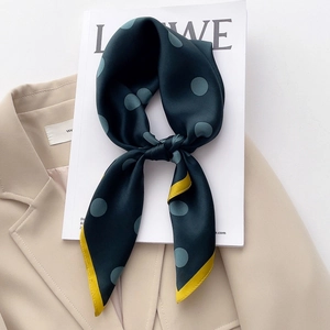 Mulberry Silk Square Scarf Leopard Polka Dot Print For Women Elegant Office Neck Scarf Small Foulard Hair Band Accessory Gift