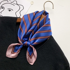 Women Geometric Striped Square Scarf Mulberry Satin Fashion Professional Office Neck Scarf Elegant Satiny Accessories