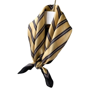 Classic striped silk scarf in golden brown and black, elegant French style fashion accessory