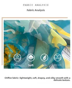Detail of floral chiffon scarf showing breathable, soft, and lightweight fabric texture