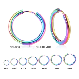 Regenbogen-Creolen aus Edelstahl in verschiedenen Größen von 8 mm bis 20 mm