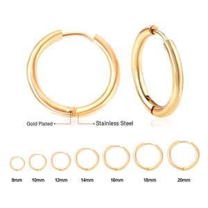 Größentabelle für vergoldete Edelstahl-Creolen in verschiedenen Größen von 8mm bis 20mm