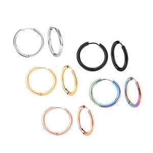 Set mit fünf verschiedenfarbigen Edelstahl-Creolen mit Scharnierverschluss in diversen Designs