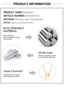 Détails du collier croix en acier inoxydable plaqué or 18K écologique et imperméable