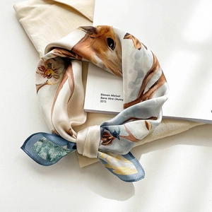 Elegant Mulberry Satin Square Scarf Printed Decorative Neck Kerchief Hair Wrap Fashion Accessory For Women Soft Smooth