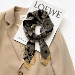 Retro Paisley Printed Mulberry Satin Square Scarf Elegant Satin Neck Kerchief Fashion Headband For Women