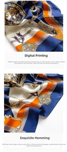 Detail of silk scarf with nautical digital print and high-quality machine-stitched edges