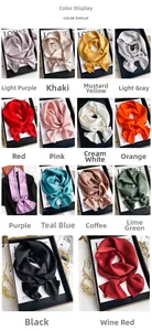 Detailed grid view showcasing 14 colorful silk scarves folded into elegant bow shapes