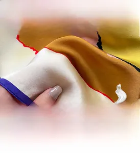 Detailed close-up showing the smooth texture and drape of 100% mulberry silk scarf