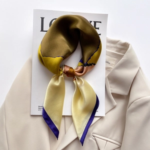 Mulberry Satin Square Scarf Color Block Satin Professional Neckerchief Fashion Head Wrap For Women