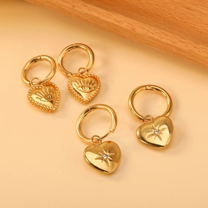Orecchini A Cerchio Cuore Acciaio Inossidabile Placcato Oro Malocchio Stella Zircone Gioielli Minimalisti Donna Regalo