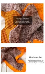 Détail d'un foulard en soie de mûrier avec motif pied-de-poule et bordure roulée précise