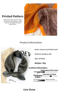 Détail d'un foulard en soie de 53cm avec motif pied-de-poule et bords orange
