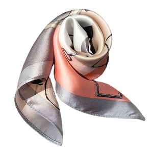 European vintage silk square scarf featuring equestrian patterns and satin finish