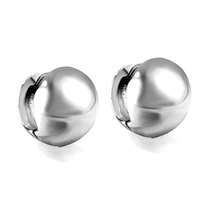 Boucles d'oreilles boules en acier inoxydable poli argenté au design creux moderne
