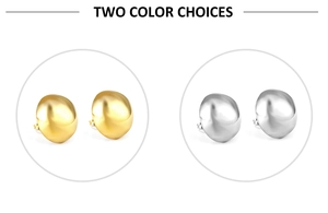 Detail of irregular dome stud earrings in polished gold and silver stainless steel