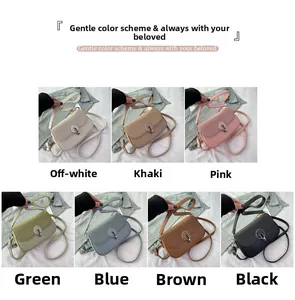 Close-up of structured flap textures and metal rings on small crossbody bags in seven colors