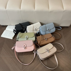 Chic small crossbody bags in seven colors with woven texture and metal buckle details