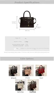 Dimensions détaillées et options de couleurs pour le sac à main rétro en cuir PU