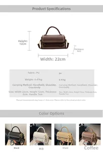 Detailed size specifications and parameters for the litchi pattern leather handbag