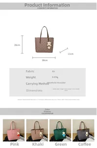 Detailed spec chart of vintage tote bag with dimensions 38x26x11cm and bear charm