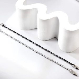 Tennis Armband Edelstahl Zirkonia Rundschliff Krallenfassung Eleganter Hip Hop Schmuck Für Frauen Mädchen