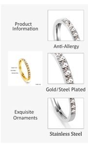 Macro detail of high-quality stainless steel ring with micro-pave cubic zirconia setting
