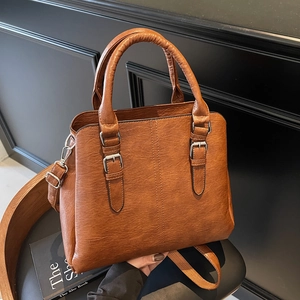 Femmes Sac Fourre-Tout Bandoulière Rétro Cuir PU Prise Supérieure Grande Capacité Bandoulière Réglable Fermeture Éclair Sac Mode