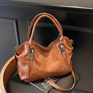 Grand Sac Fourre-Tout en Cuir PU pour Femmes Vintage Souple Sac à Bandoulière Mode Décontracté Sac de Voyage