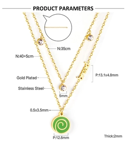 Detailed dimension guide for double layered stainless steel pumpkin pendant necklace