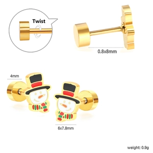 Cute Christmas snowman stud earrings with colorful enamel and secure screw back design