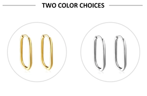 Boucles d'oreilles créoles en U en acier poli, disponibles en finitions or et argent