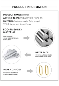 Détail des boucles d'oreilles créoles ovales en acier inoxydable doré à l'or 18K