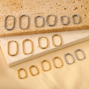 Créoles Ovales Acier Inoxydable Plaqué Or 18K Géométrique Minimaliste Bijoux De Mode Pour Femmes