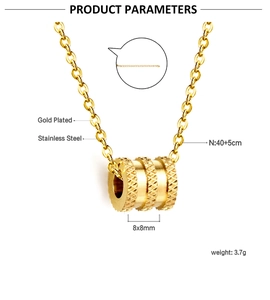 Paramètres du produit du pendentif texturé rond en acier inoxydable plaqué or 18k