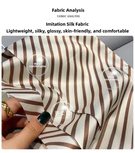 Détail d'un foulard rayé imitation soie montrant une texture légère, brillante et douce
