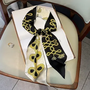 Élégant foulard en soie avec motif de nœuds de corde vintage pour cheveux ou sacs