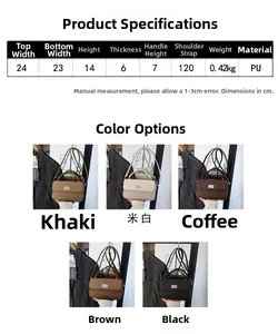 Detailed dimension chart showing sizes and weight for the vintage PU leather handbag