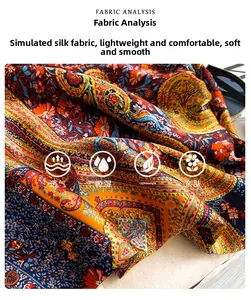 Detail of soft paisley silk scarf fabric showing breathable and lightweight texture