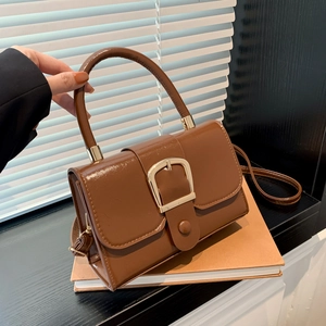 Borsa A Tracolla Vintage Da Donna In Pelle PU Piccola Borsa Quadrata Lucida Con Manico E Fibbia Dorata Moda