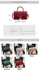 Spécifications de taille et variantes de couleur du sac à main brodé en dentelle rouge