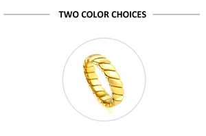 Detailed view of the 18K gold plated twisted rope textured geometric ring design
