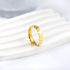 French style 18K gold plated geometric ring with unique scale texture design