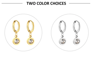 Boucles d'oreilles créoles avec pendentifs en cristal en options or et argent