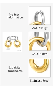 Tableau de tailles pour boucles d'oreilles minimalistes bicolores en acier inoxydable