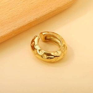 Manchette D'oreille En Acier Inoxydable Cœur Plaqué Or 18K Forme C Sans Perçage Bijoux Vintage Pour Femmes