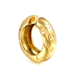 Manchette d'oreille en forme de cœur plaqué or 18K avec finition en acier poli