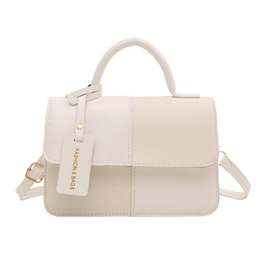 Fashionable cream white crossbody bag with top handle and minimalist square design